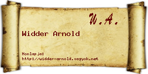 Widder Arnold névjegykártya